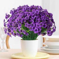 LYCAQL Artificial Flowers for Outdoors UV Resistant - 11 PCS Bundles Outdoor Flowers Bushes Shrubs No Fade Artificial Greenery Home Porch Stems Outside Window Decor