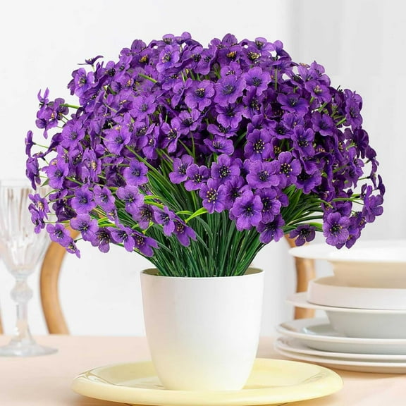 LYCAQL Artificial Flowers for Outdoors UV Resistant - 11 PCS Bundles Outdoor Flowers Bushes Shrubs No Fade Artificial Greenery Home Porch Stems Outside Window Decor