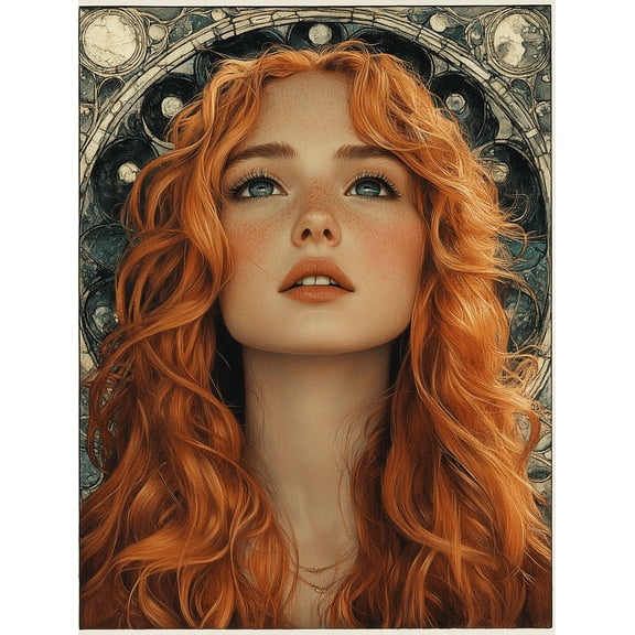 Redhead Woman Art Print Canvas Painting, Suitable for Living Room, Bedroom, Bathroom, Office, and Hallway Decoration.