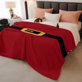 thumbnail image 2 of Christmas Santa Throw Blanket, Flannel Fleece Blanket with Striped Design for Couch, Black Golden Belt Red Backdrop Soft Breathable All Season Plush Blankets for Sofa Office Travel 40"x50", 2 of 9