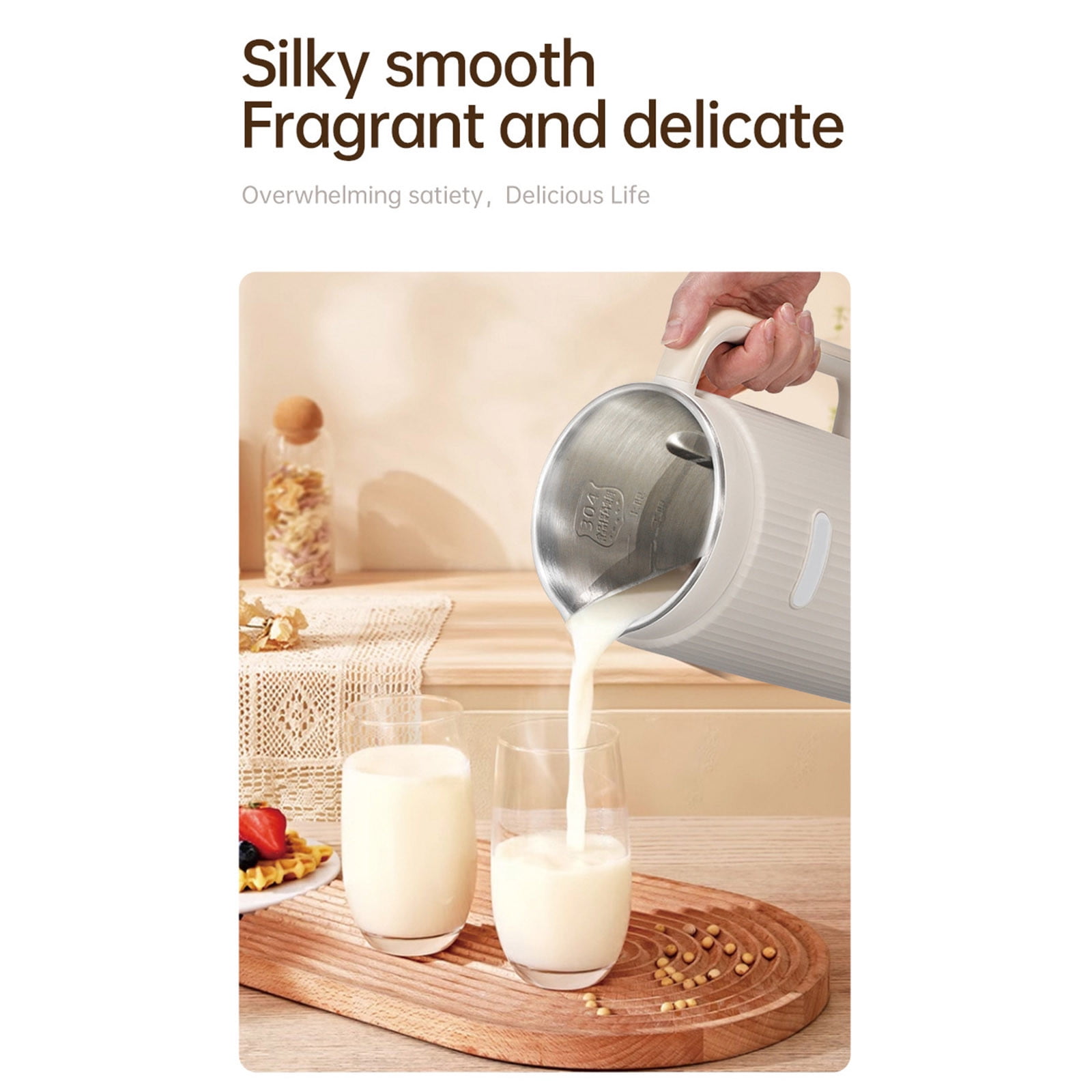 YYUZH 1.2L Mini Nut Milk Maker, No Filter Soy Milk Blender with Timer and Keep-Warm, One-Button Cleaning, Multi-Function Kitchen Appliance for Family Use