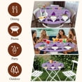 thumbnail image 4 of Round Fitted Tablecloth with Elastic Edge, Mardi Gras Cartoon Cute Dwarfs Fitted Table Cloth for Round Tables, Purple Waterproof Tablecloth for Outdoor Picnic Party 45-54in, 4 of 9