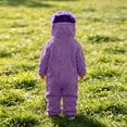 thumbnail image 4 of Funny Big Mouth Monster One-Piece Pajamas with 1 Comb, Oversized Fleece One Piece Pajamas for Women & Men, Halloween Costume Long Sleeves Soft Plush Loungewear，Purple L, 4 of 7