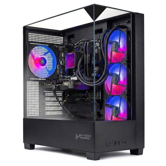 Skytech Gaming Shadow 5 Gaming PC, AMD Ryzen 7 9700X 3.8GHz, NVIDIA RTX 5060 Ti 8GB VRAM, 1TB NVMe SSD, 32GB DDR5 RAM 5600, 750W GOLD PSU, 360 ARGB AIO , Wi-Fi, Win 11, Desktop
