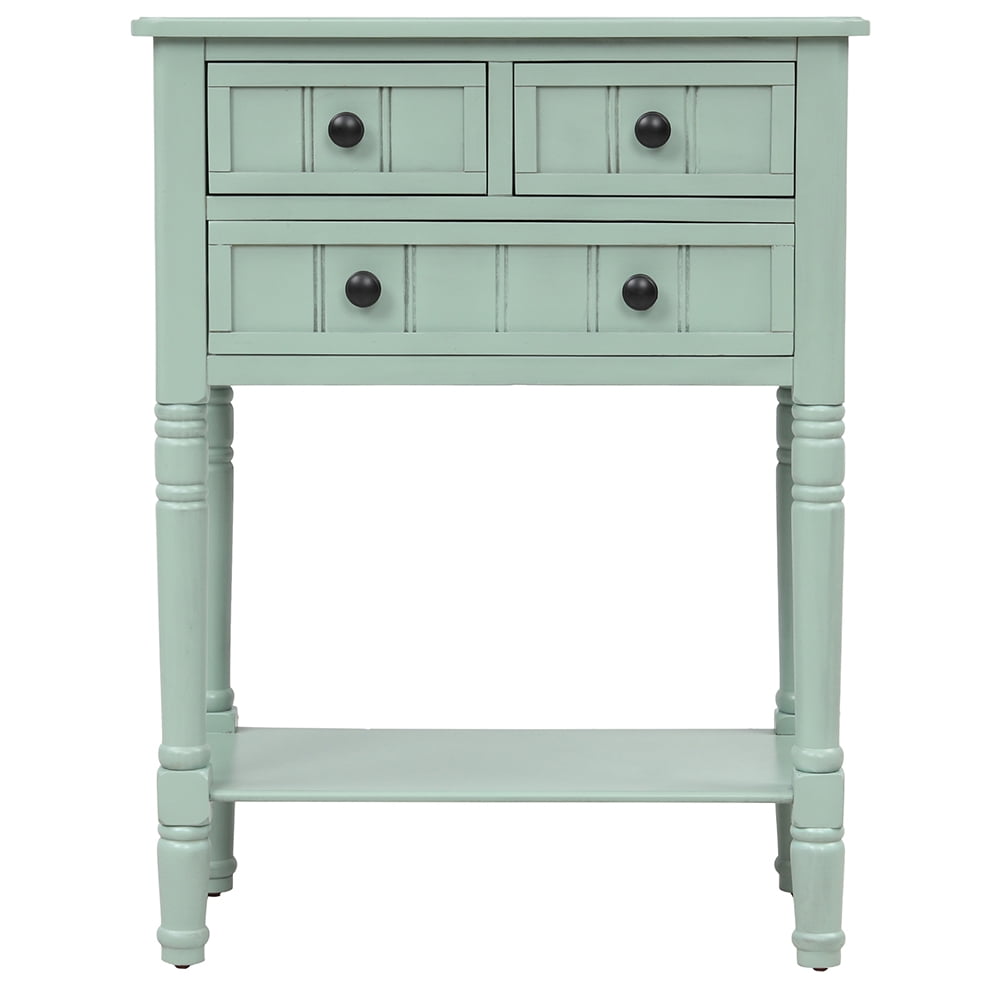 Kepooman Narrow Console Table, Rustic Entryway Cabinet with Storage Drawers and Bottom Shelf, Slim Sofa Table for Living Room, Easy Assembly, Retro Blue Kepooman Narrow Console Table, Rustic Entryway Cabinet with Storage Drawers and Bottom Shelf, Slim Sofa Table for Living Room, Easy Assembly, Retro Blue