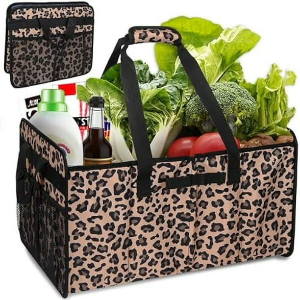 HAYANMuzale Reusable Grocery Bags Extra Large Utility Tote Bag with Wire Frame Heavy Duty Shopping Bags with Handles for Groceries Sturdy Grocery Totes with Pockets for Car Trunk Storage Laundry