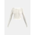 thumbnail image 5 of No Boundaries Button-Front Pointelle Cardigan with Long Sleeves, Women's, 5 of 5