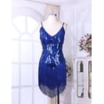 thumbnail image 3 of YONGHS Women's 1920s Cocktail Party Flapper Dress Sequin Tassel Latin Salsa Tango Dancewear Blue One_Size, 3 of 7