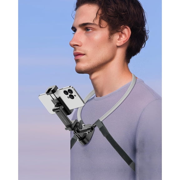 Neck Phone Holder for Recording - POV/Vlog Phone Holder, Hands Free Selfie Neck Phone Mount Chest Video Filming for iPhone 16 15 14 13 Android Phones GoPro DJI, 𝐍𝐎 Magnetic Version