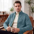 thumbnail image 7 of Mens Zip Up Sweatshirt Without Hood Fall Fashion Jackets Zipper Mock Neck Coat Casual Long Sleeve Top With Pockets, L, 7 of 7