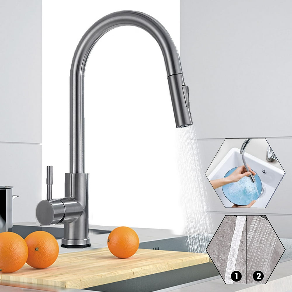 Stoneway Kitchen Faucet with Pull Down Sprayer, Swivel Brushed Nickel