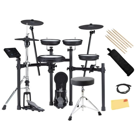 Roland V-Drums TD-07KVX Electronic Drum Set Bundle with Drum Throne, Drumstick Bag, 3.5mm Audio Cable, 3 Pairs of Drumsticks, and Austin Bazaar Polishing Cloth