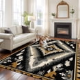 thumbnail image 4 of 8x10 Washable Area Rug, Retro Pattern Non-Slip Extra Large Rectangle Rug for Living Room Bedroom, Ethnic Style Brown Black Weaving Texture Indoor Floor Mat for Home Decor, 4 of 9