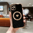 thumbnail image 2 of Feishell for Apple iPhone 11 (6.1 inch) Cute Love Heart Pattern Phone Case for Women Girls,Compatible with Magsafe Charging,Luxury Plating Edge Soft Silicone Shockproof Slim Phone Case,Black, 2 of 6