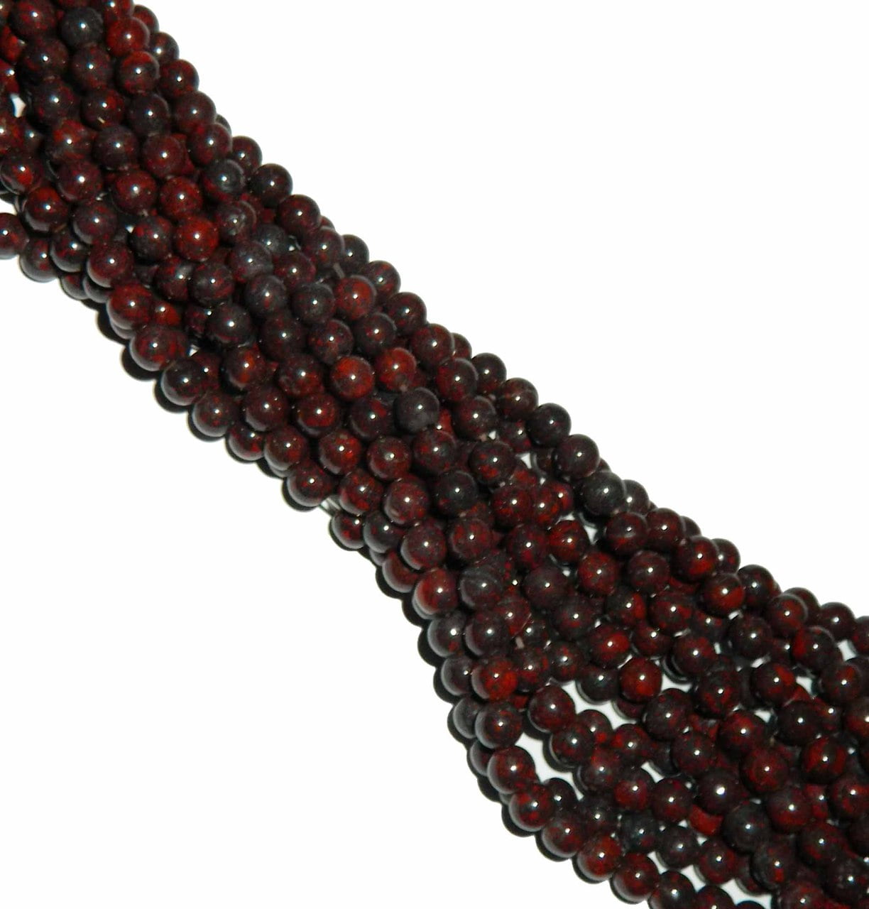Natural Round Dark Red Poppy Flower Jasper Stone Beads For Jewelry Making 15" GI 