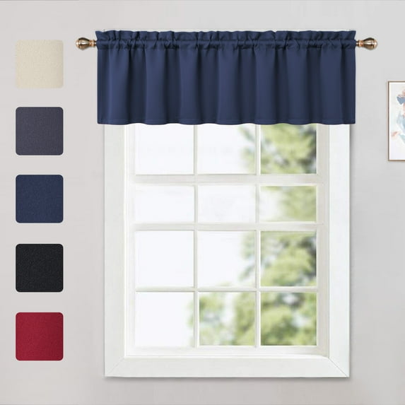 Haperlare 52"Wx15"L Navy Blue Blackout Valance Home Decor Kitchen Room Darkening Short Curtain Valance for Bathroom Rod Pocket Cafe Curtains, 1 Panel
