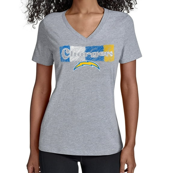 Women's Starter Gray Los Angeles Chargers Color Shading V-Neck T-Shirt