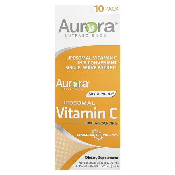 Aurora Nutrascience Mega-Pack ®, Liposomal Vitamin C, 10 Packets, 0.68 fl oz (20 ml) Each