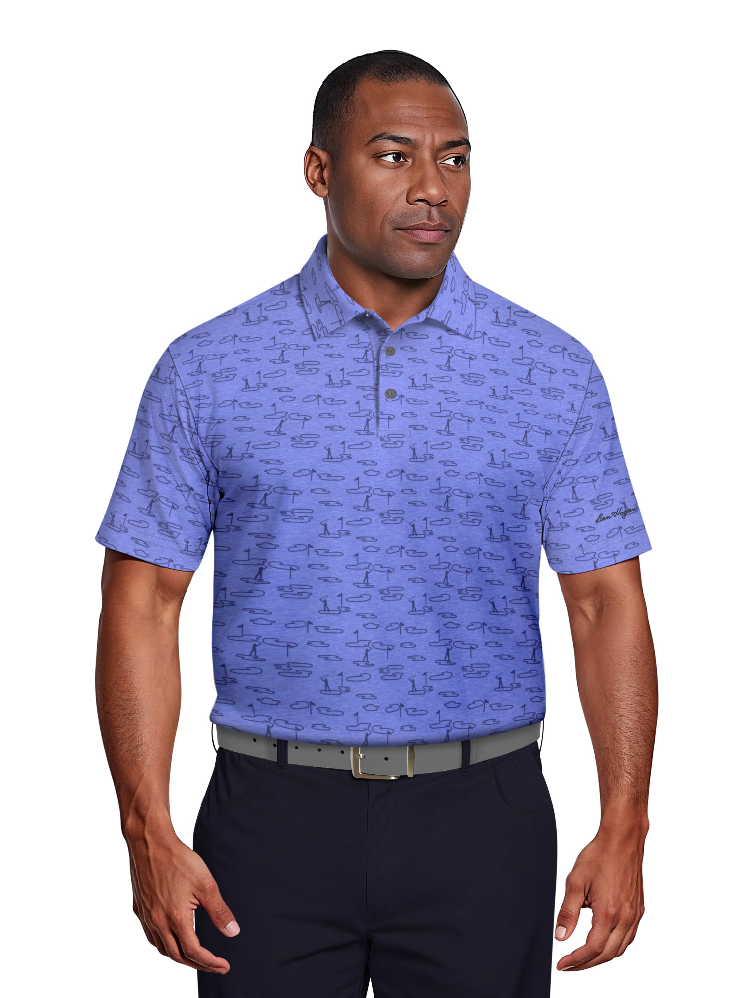 Ben Hogan Men's & Big Men's Performance Golf Landscape Short Sleeve Polo Shirt, up to 5XL