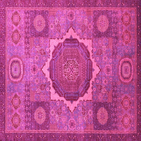 Ahgly Company Indoor Square Oriental Pink Modern Area Rugs, 4' Square