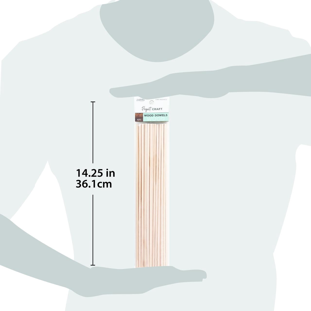 Wood Dowels for Kids Arts and Crafts, 3/4” x 12”, 240 Ct