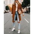 thumbnail image 2 of PUWEI Women's Casual Lapel Collar Wool Coat Single-Breasted Peacoat with Pockets, 2 of 7