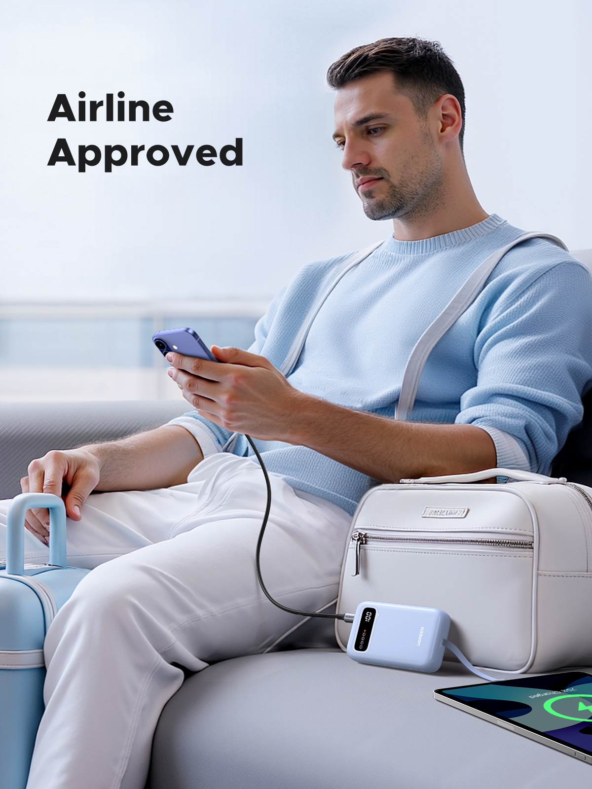 UGREEN Power Bank, 20,000mAh Portable Charger with Dual Built-in Cables, 22.5W Max Output, Smart Digital Display, Battery Pack compatible for iPhone Series,  compatible for iPad, and More