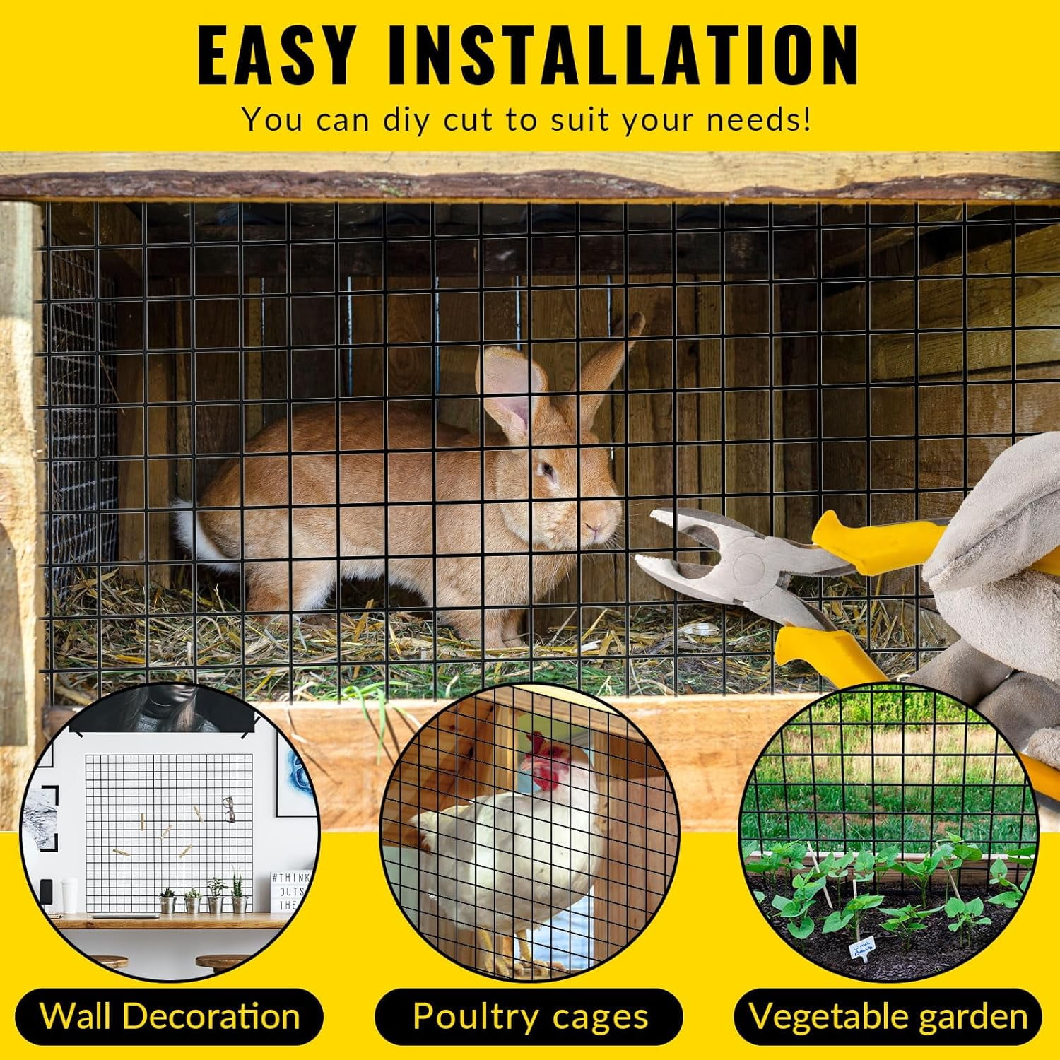 Hardware Cloth, DWALE 24"x25' 1/2" Mesh 19GA Black Vinyl Coated Wire Fence for Garden & Chicken Coop
