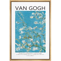 PixonSign Framed Canvas Print Wall Art Vincent Van Gogh Flowering Almond Blossoms Classic Vintage Illustrations Fine Art Decorative Multicolor for Living Room, Bedroom, Office - 24"x36" NATURAL