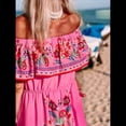 thumbnail image 4 of Vestido de Verano para Mujer, Estampado Floral, Hombros Descubiertos, Sin Mangas, Rosa S, 4 of 10
