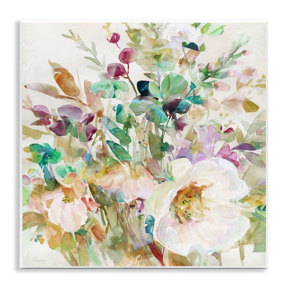 Stupell Industries Opaque Distressed Blooms Plants & Flowers Painting Unframed Art Print Wall Art, 12 x 12