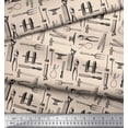 thumbnail image 2 of Soimoi White Rayon Fabric Tools Hardware Print Fabric by the Yard 56 Inch Wide, 2 of 3