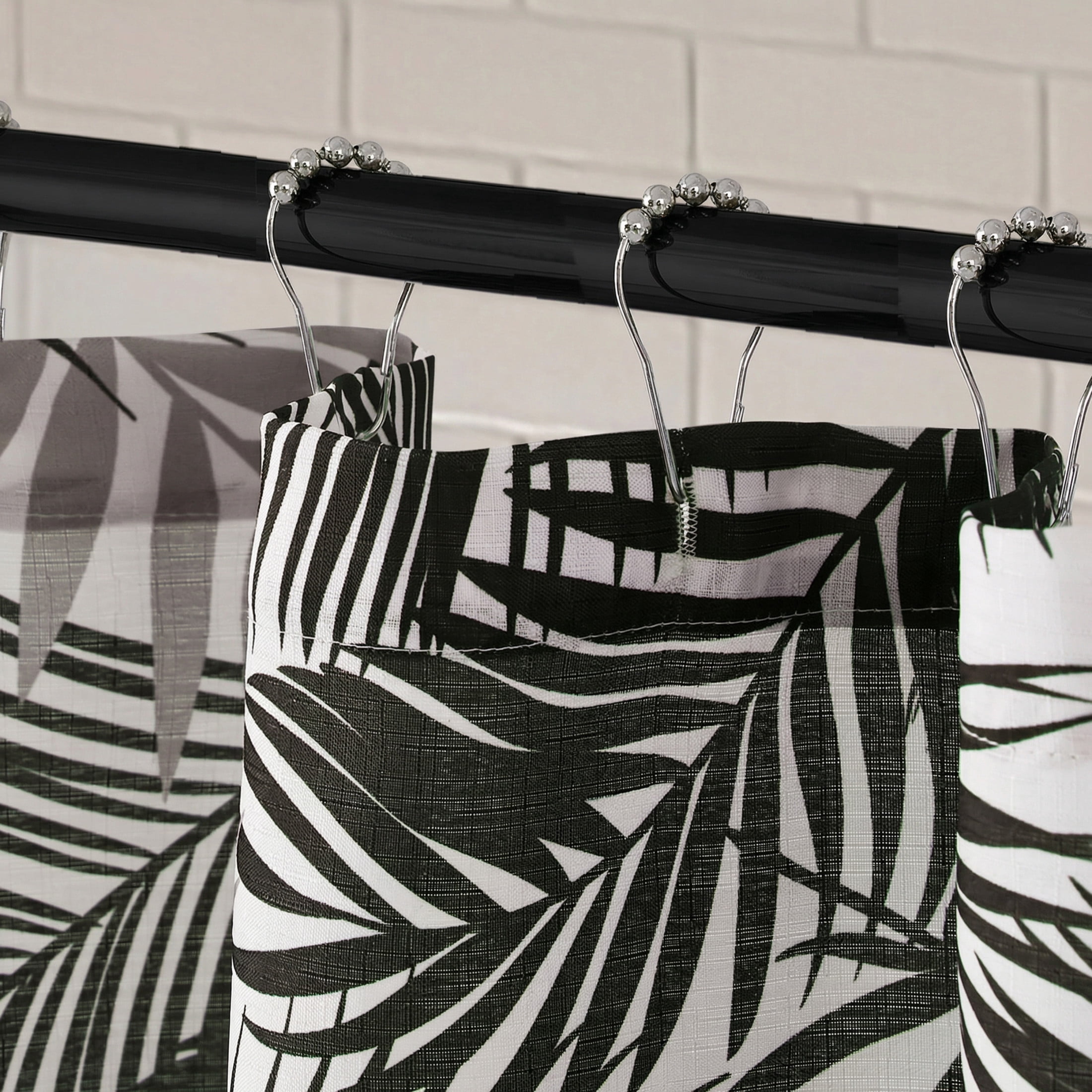 CHI Havana Palm Shower Curtain and Hooks Modern Washable 70" W x 72" L 13-Piece Set