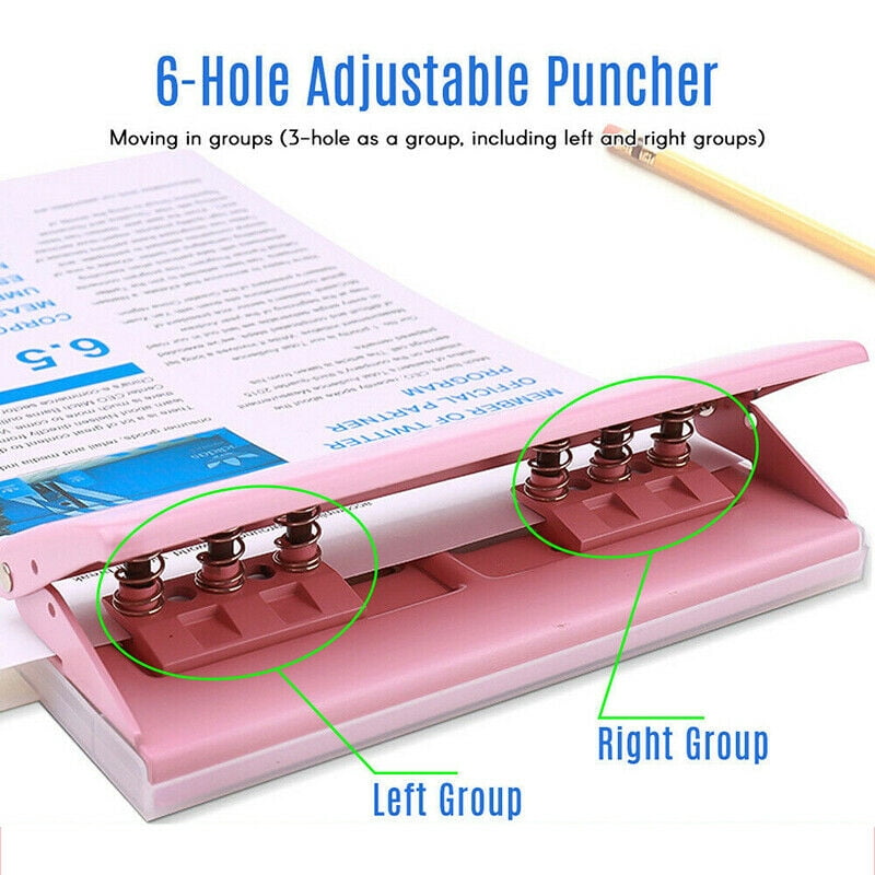 US Adjustable Paper Punch Puncher 6Hole Scrapbooking Six Ring Binder 6