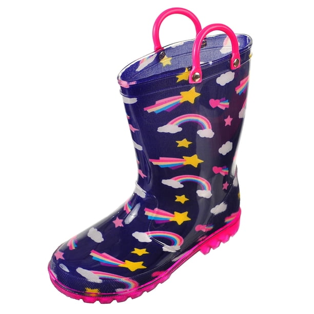 Lilly Girls' LightUp Rubber Rain Boots (Sizes 5 10) navy, 1 youth