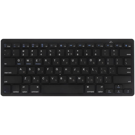 GJX Wireless Hebrew Keyboard, Ultra-Thin Silent Desktop Computer Keyboard