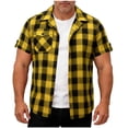 thumbnail image 2 of Purcolt Men Plaid Button Down Shirts Summer Casual Short Sleeves T Shirt Lightweight Loose Fit Tops for Beach Vacation Party, 2 of 8