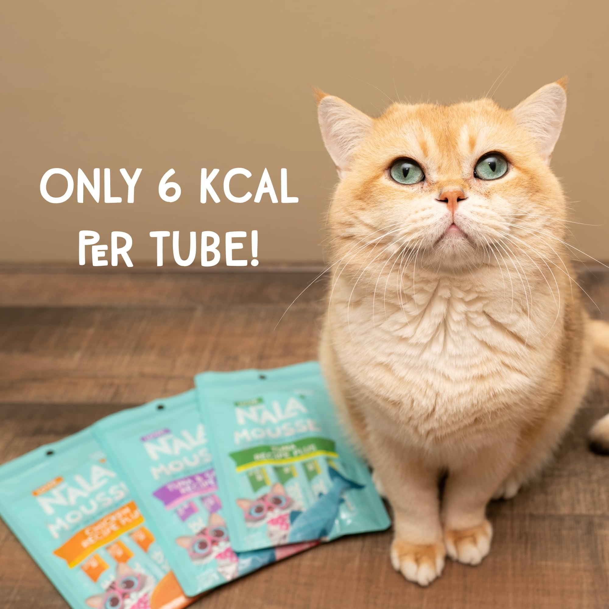 LOVE, NALA - Skin & Coat Health - Tuna & Salmon Plus Collagen Mousse - Lickable Cat Squeeze Up Wet Food Puree Treat, Topper - Grain Free, Fiber, Minerals, Vitamins - 24 Pack 15.2 oz.