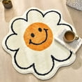 thumbnail image 1 of Alfombra redonda de cachemira sintética con sonrisa de girasol para el hogar, sala de estar, sofá, 1 of 5