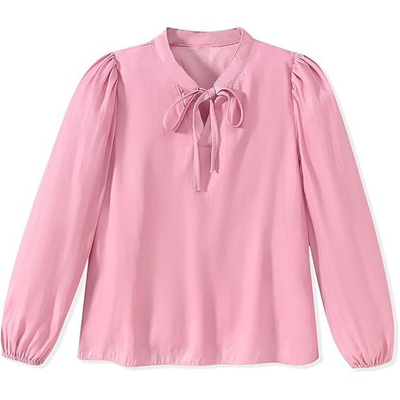 VUHXZWAF Long Sleeve Shirts for Girls Lace Up Elegant Blouse Kids Trendy Clothes Daily Wear Size 7-8 Years