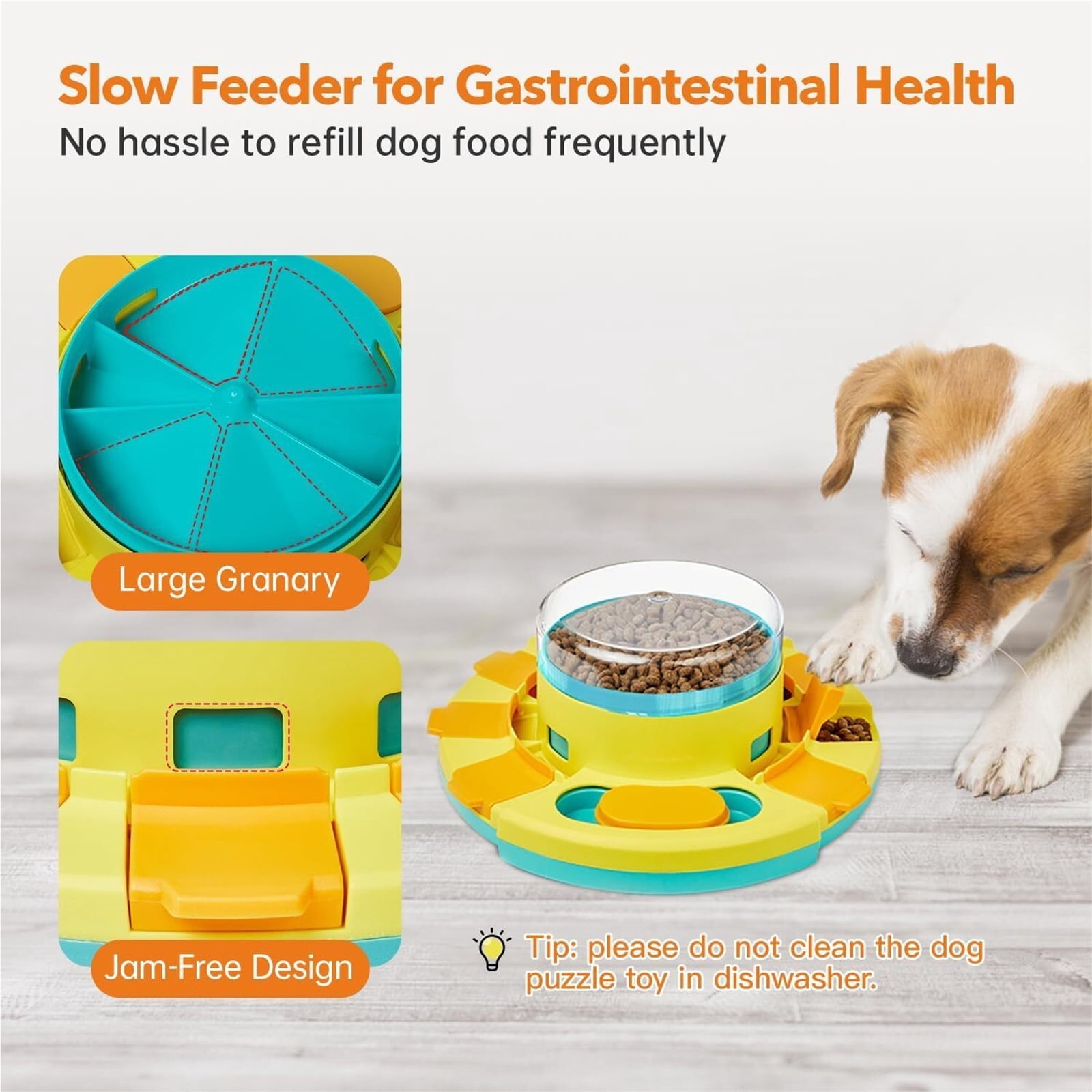 NexTone Dog Puzzle Toy 2 Levels, Slow Feeder, Pup Food Treat Feeding Dispenser for IQ Training and Entertainment for All Breeds 4.2 Inch Height