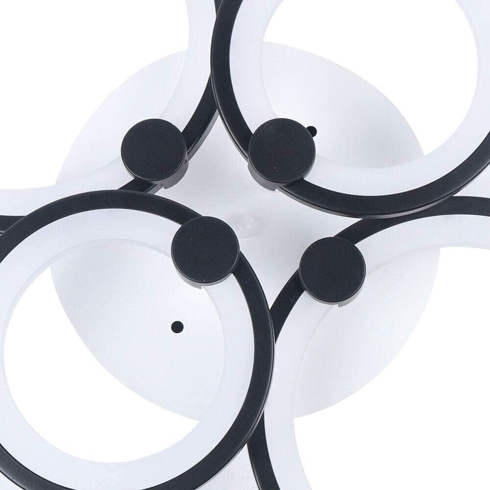 Fichiouy Modern LED Ceiling Lights Acrylic 8 Circle Ring Chandelier Lamp Fixture Dimming 3 Colors with Remote Control Black 150W