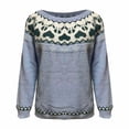 thumbnail image 5 of Isle Sweater Top Soft Warm Cozy Cropped Sweater Oversized Dressy Tops Long Sleeve Boho Pattern Pullover Lightweight Knit Crew Neck Cable Knit Merino Wool Seamless Sweater Light Blue 5XL, 5 of 5