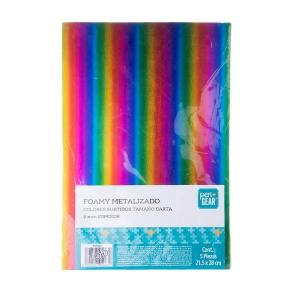Foamy Pen+Gear Tamaño Carta Metalizado 5 Piezas