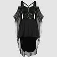 thumbnail image 2 of Xiaoxatg Vintage Dress Plus Size Gothic Style Midi with Corset Long Flare Sleeve A Line Party Black XL, 2 of 5