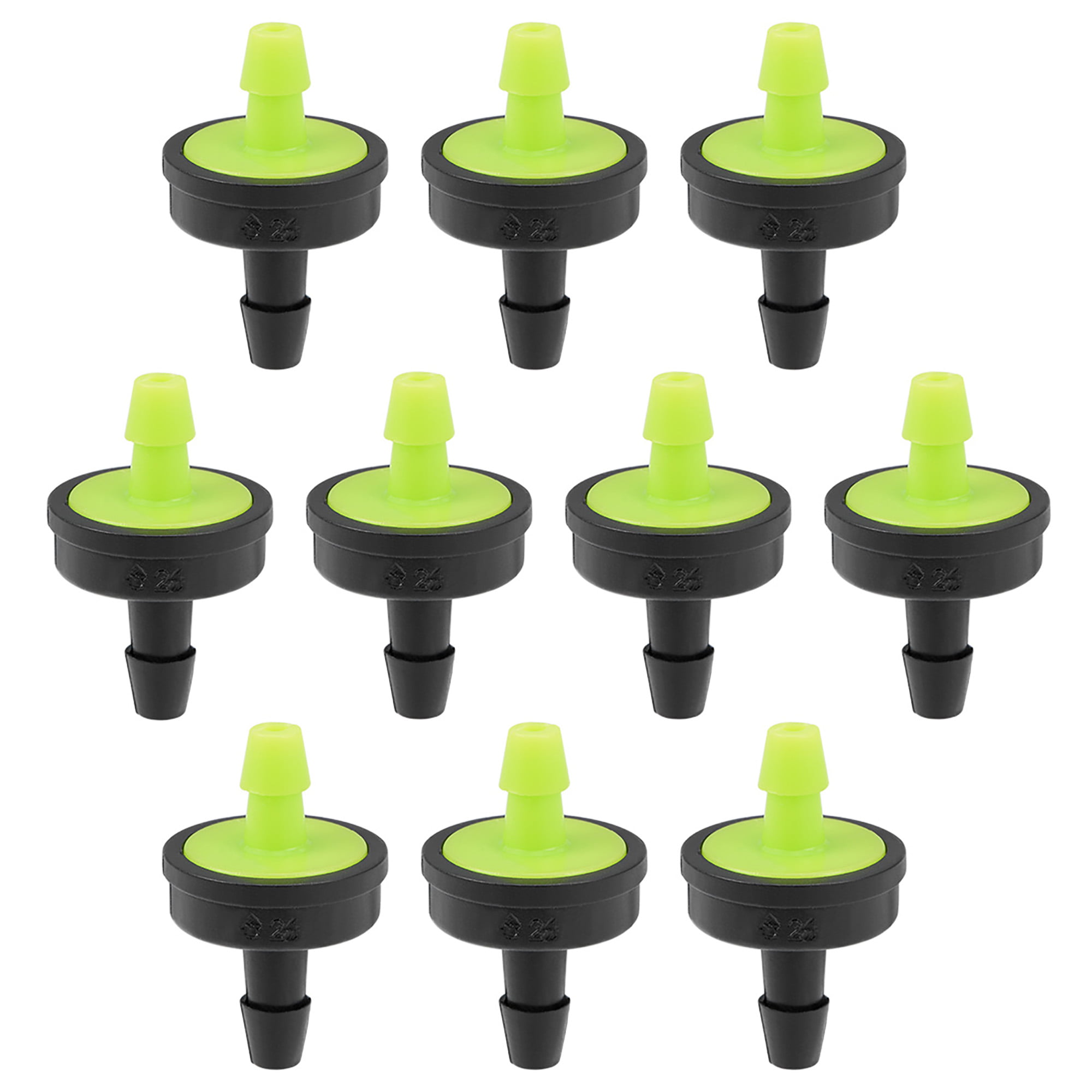 sourcing map Pressure Compensating Dripper 8GPH 30L/H Emitter for Garden Lawn Drip Irrigation with Barbed Hose Connector Plastic Green 15pcs