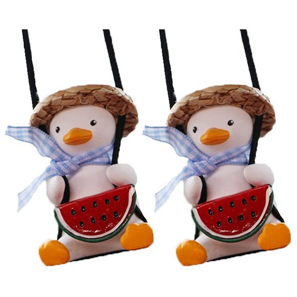 2pcs Swinging Duck Car Hanging Ornament Swing Duck Car Mirror Cute B