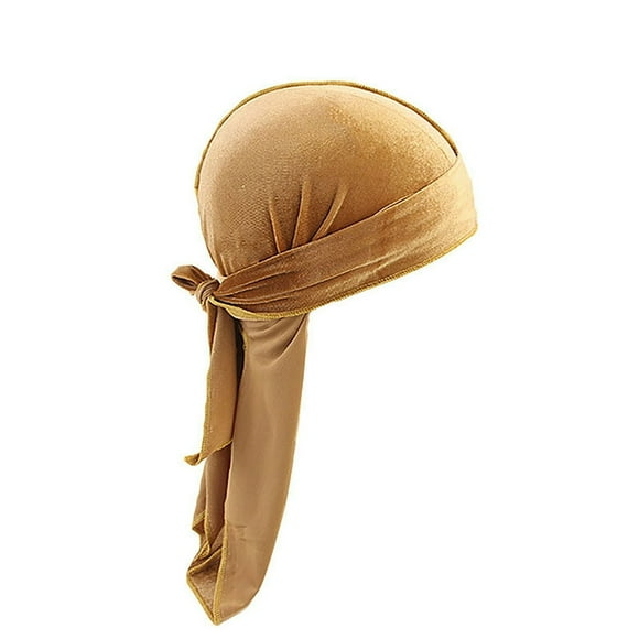Durag Cap Solid Color Ultra Soft Keep Warm Velvet Men Women Head Wrap with Long Tail for Winter