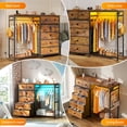 thumbnail image 3 of Snhomee Modern Dresser with Clothes Rack Bedroom Dresser with Hanging Rack & Side Storage Drawers Dresser with Fabric Drawers & LED Lights, 3 of 8