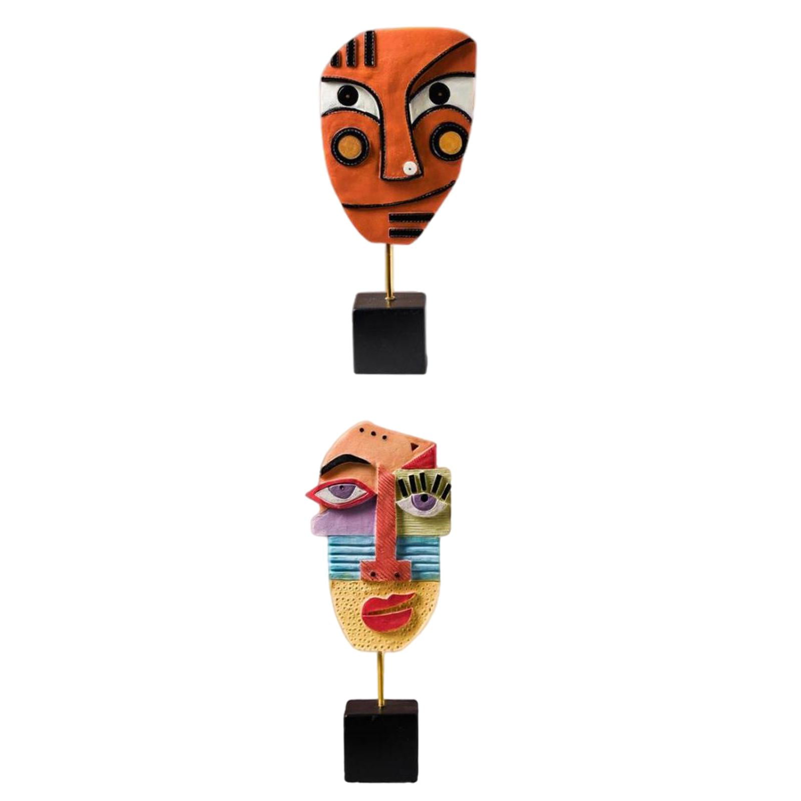 Abstract Face Resin Statue Crafts Sculpture Ornament Art Office Home Decoration 